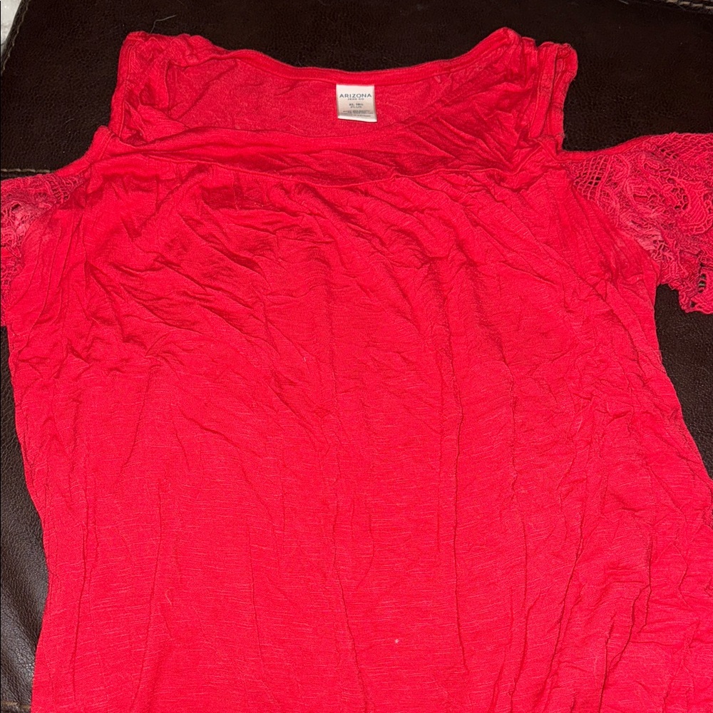 Arizona Jean Company Vibrant Red Lace Blouse